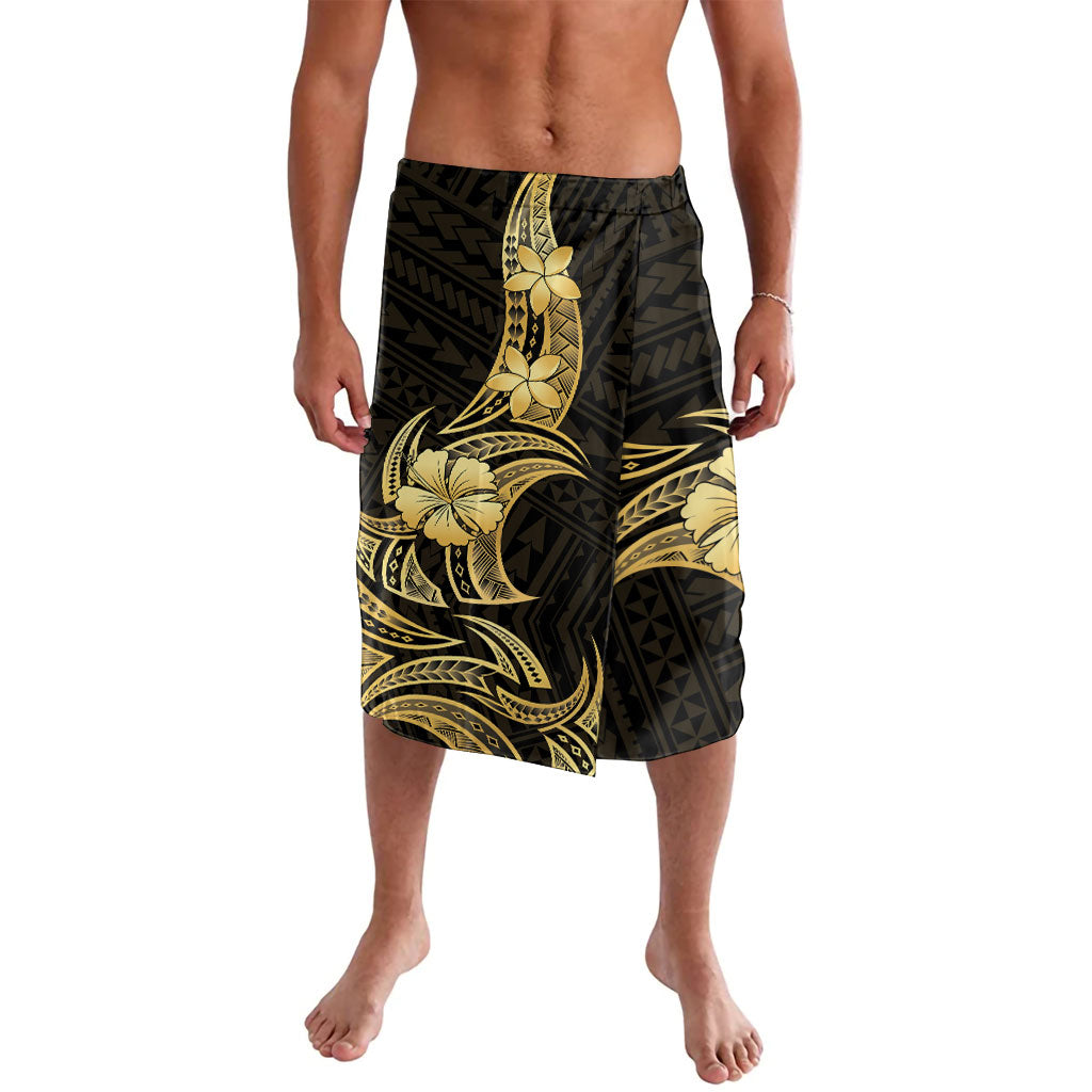 Gold Black Polynesia Hibiscus Plumeria Tattoo Lavalava LT14 Black - Polynesian Pride