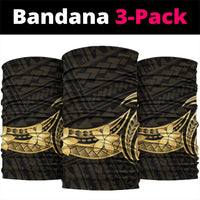 Gold Black Polynesia Hibiscus Plumeria Tattoo Neck Gaiter