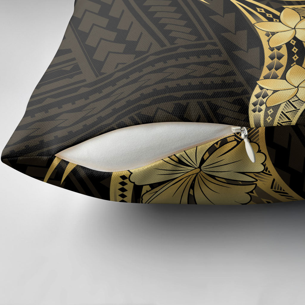 Gold Black Polynesia Hibiscus Plumeria Tattoo Pillow Cover LT14 - Polynesian Pride