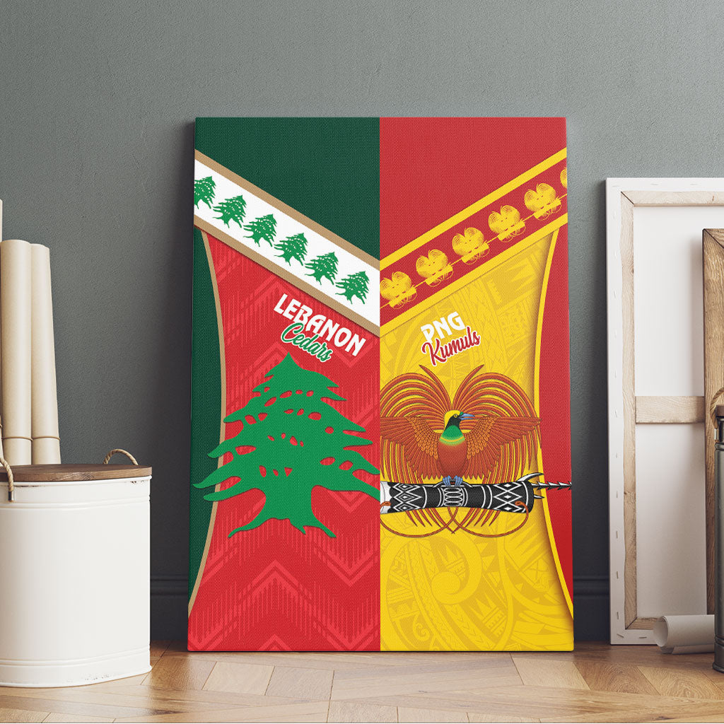 Rugby Papua New Guinea and Lebanon Canvas Wall Art PNG Kumuls Cedars Together