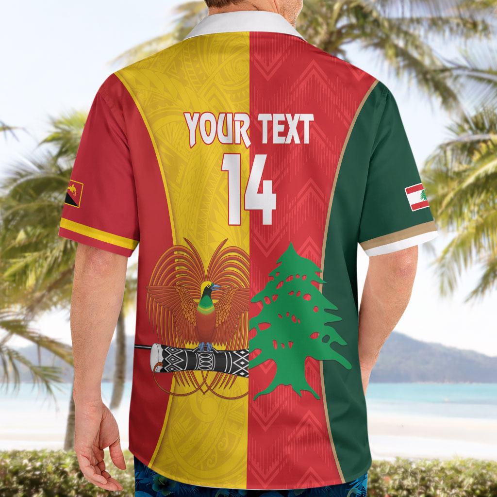 Custom Rugby Papua New Guinea and Lebanon Hawaiian Shirt PNG Kumuls Cedars Together