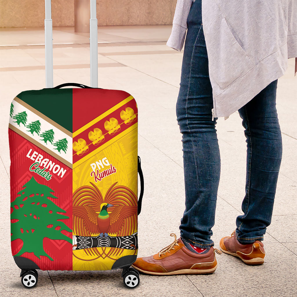 Rugby Papua New Guinea and Lebanon Luggage Cover PNG Kumuls Cedars Together LT14 Multicolor - Polynesian Pride