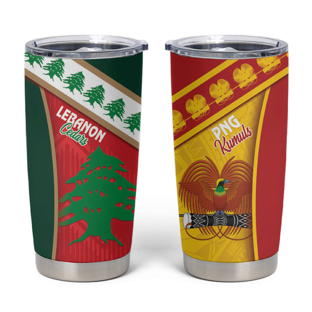 Rugby Papua New Guinea and Lebanon Tumbler Cup PNG Kumuls Cedars Together LT14 Multicolor - Polynesian Pride