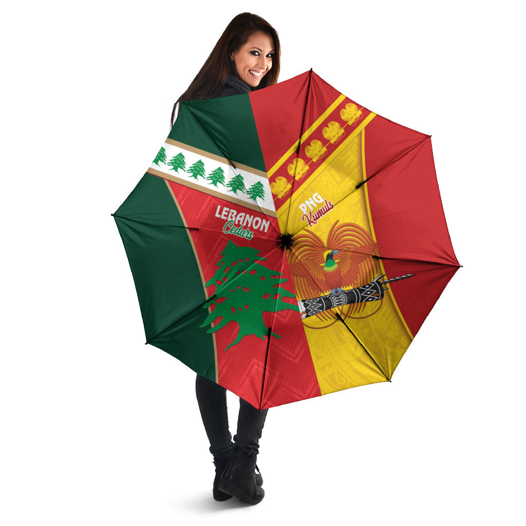 Rugby Papua New Guinea and Lebanon Umbrella PNG Kumuls Cedars Together