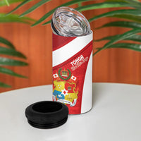 Rugby Tonga and Lebanon 4 in 1 Can Cooler Tumbler Mate Maa Tonga Cedars Together