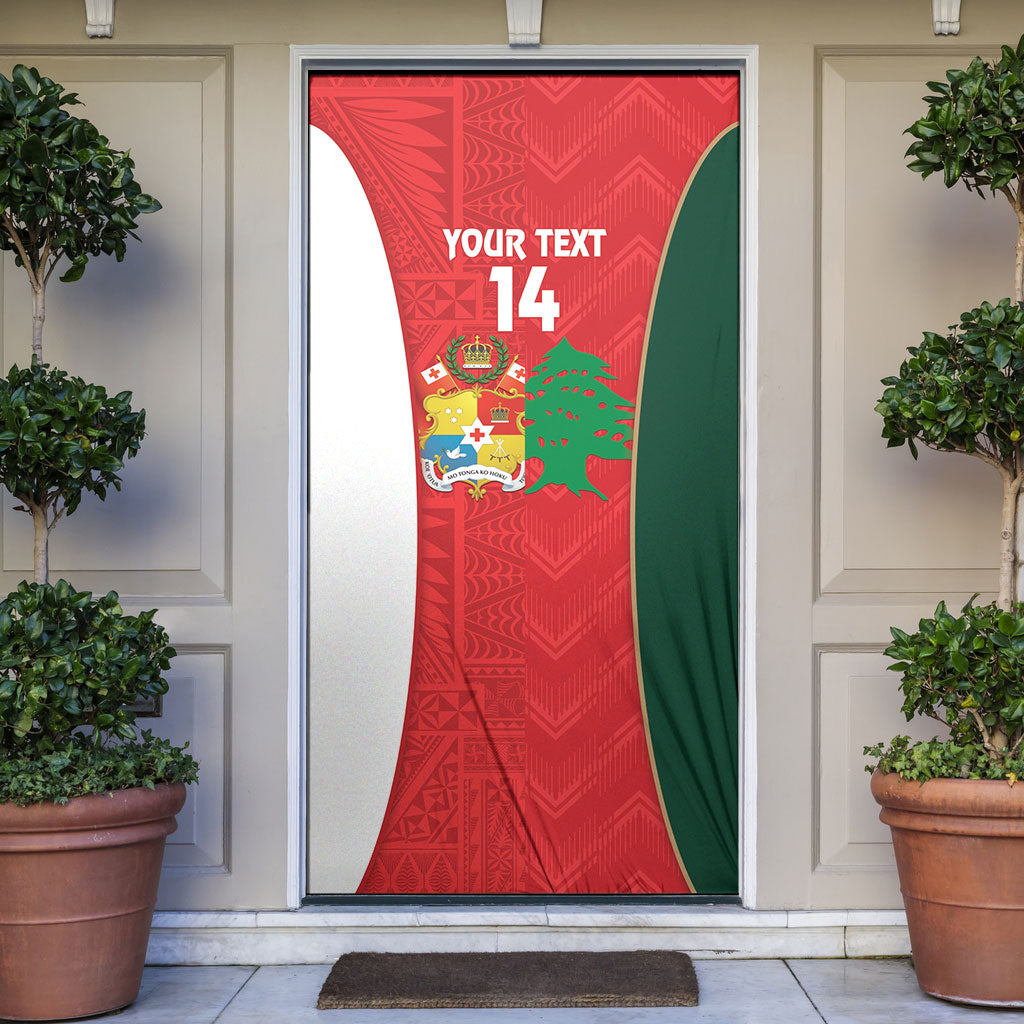 Custom Rugby Tonga and Lebanon Door Cover Mate Maa Tonga Cedars Together LT14 Multicolor - Polynesian Pride
