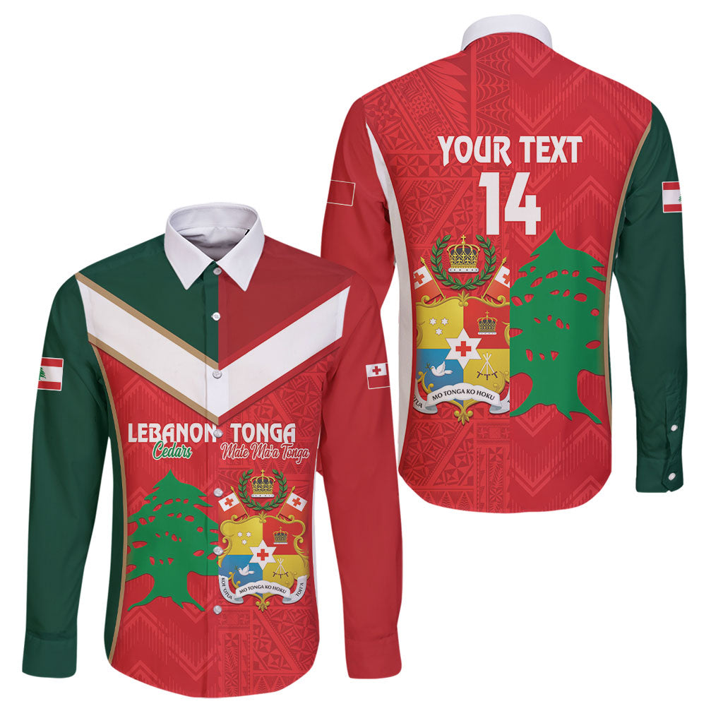 Custom Rugby Tonga and Lebanon Family Matching Tank Maxi Dress and Hawaiian Shirt Mate Maa Tonga Cedars Together