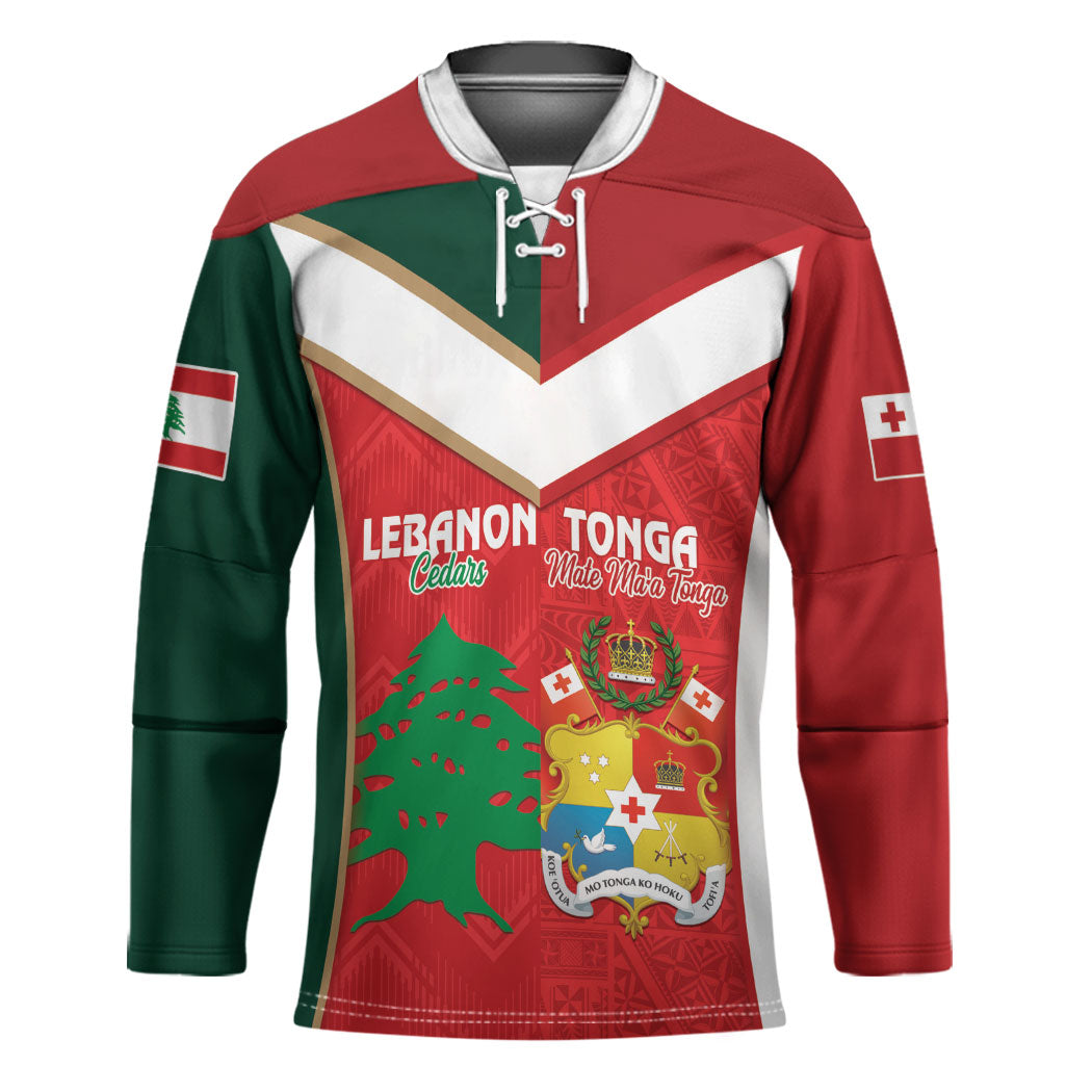 Custom Rugby Tonga and Lebanon Hockey Jersey Mate Maa Tonga Cedars Together