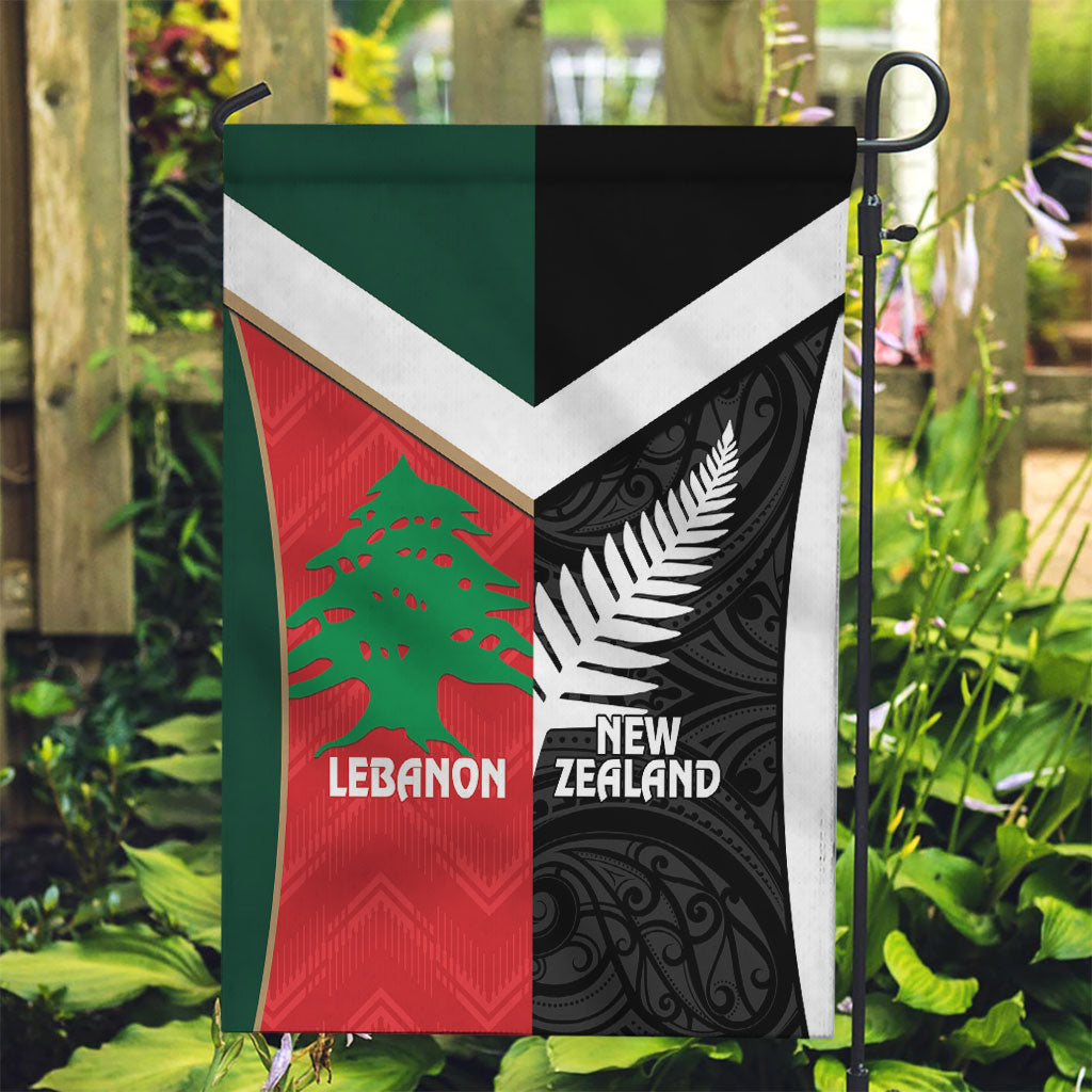 Rugby New Zealand and Lebanon Garden Flag All Black Cedars Together