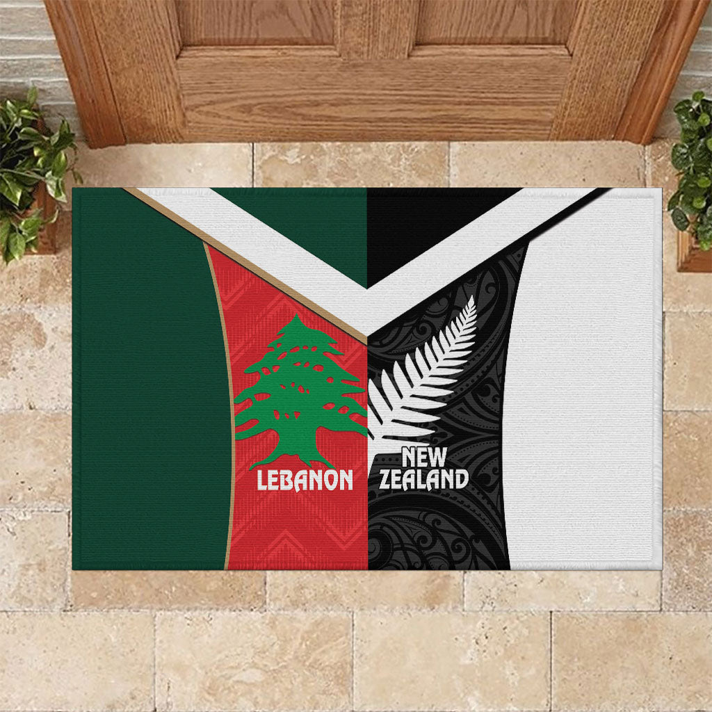 Rugby New Zealand and Lebanon Rubber Doormat All Black Cedars Together LT14 Multicolor - Polynesian Pride