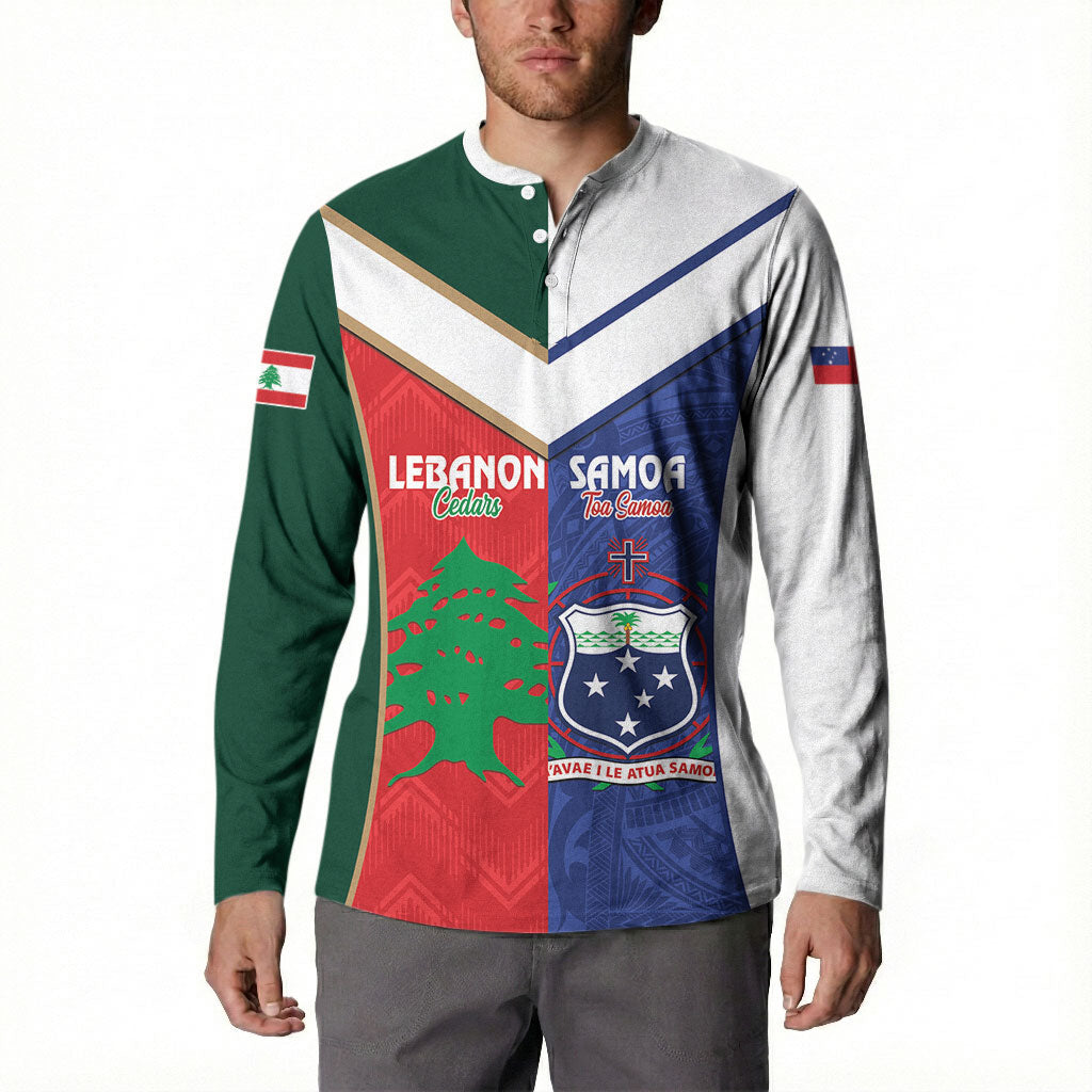 Custom Rugby Samoa and Lebanon Button Sweatshirt Toa Samoa Cedars Together