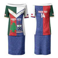 Custom Rugby Samoa and Lebanon Couples Matching Puletasi and Long Sleeve Button Shirt Toa Samoa Cedars Together