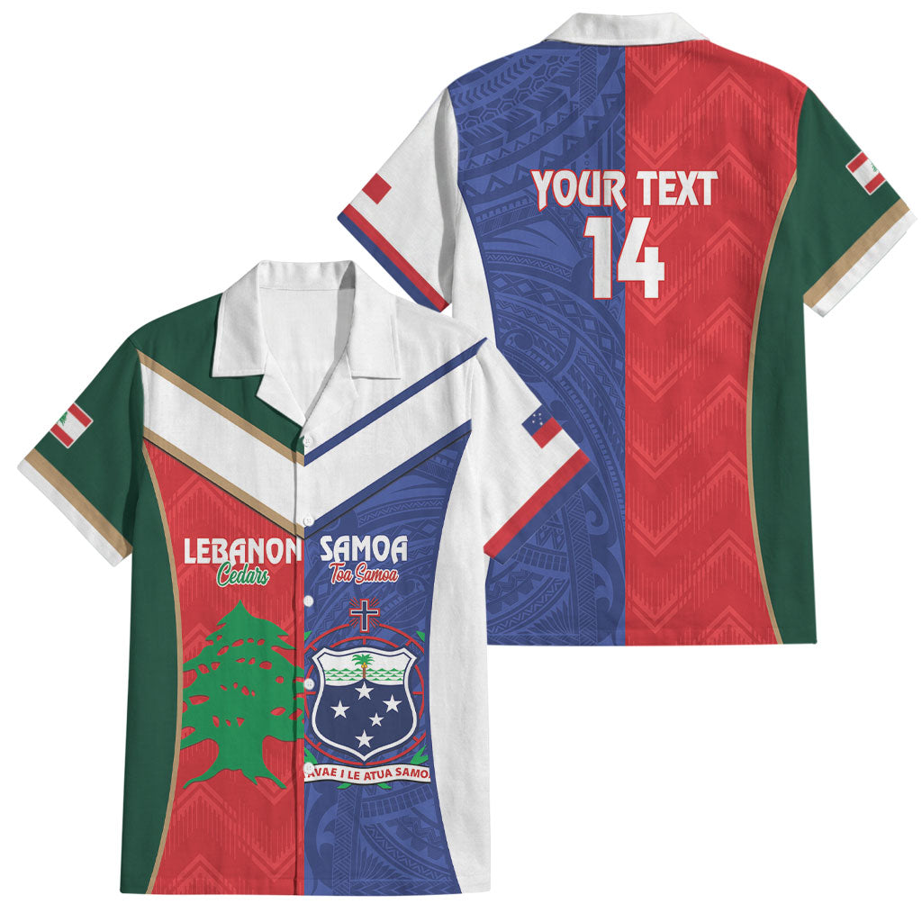 Custom Rugby Samoa and Lebanon Family Matching Tank Maxi Dress and Hawaiian Shirt Toa Samoa Cedars Together
