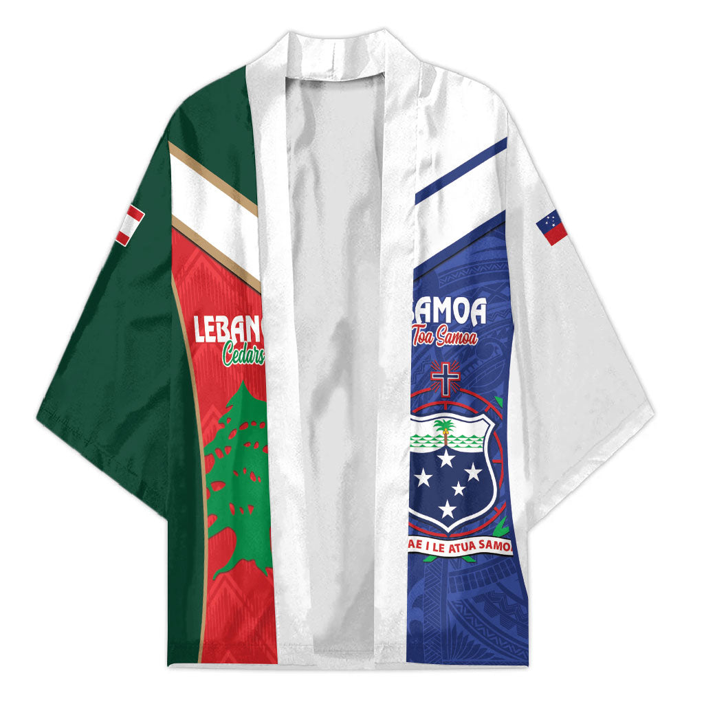Custom Rugby Samoa and Lebanon Kimono Toa Samoa Cedars Together LT14 Unisex Multicolor - Polynesian Pride