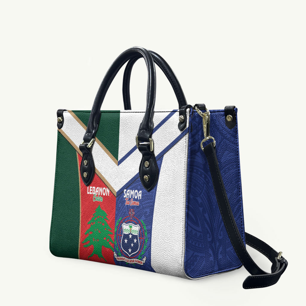 Rugby Samoa and Lebanon Leather Bag Toa Samoa Cedars Together LT14 Multicolor - Polynesian Pride