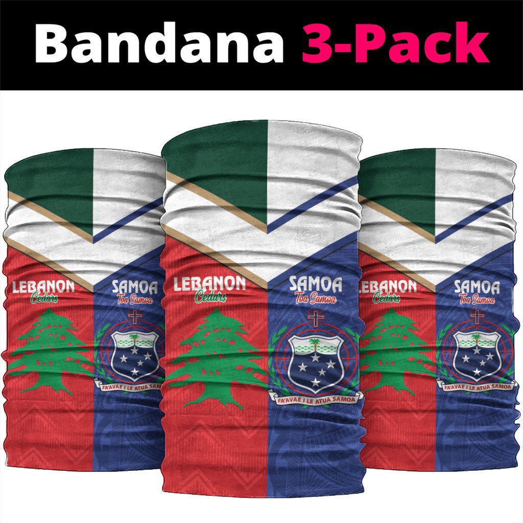 Rugby Samoa and Lebanon Neck Gaiter Toa Samoa Cedars Together LT14 package One Size: 25*50cm Multicolor - Polynesian Pride