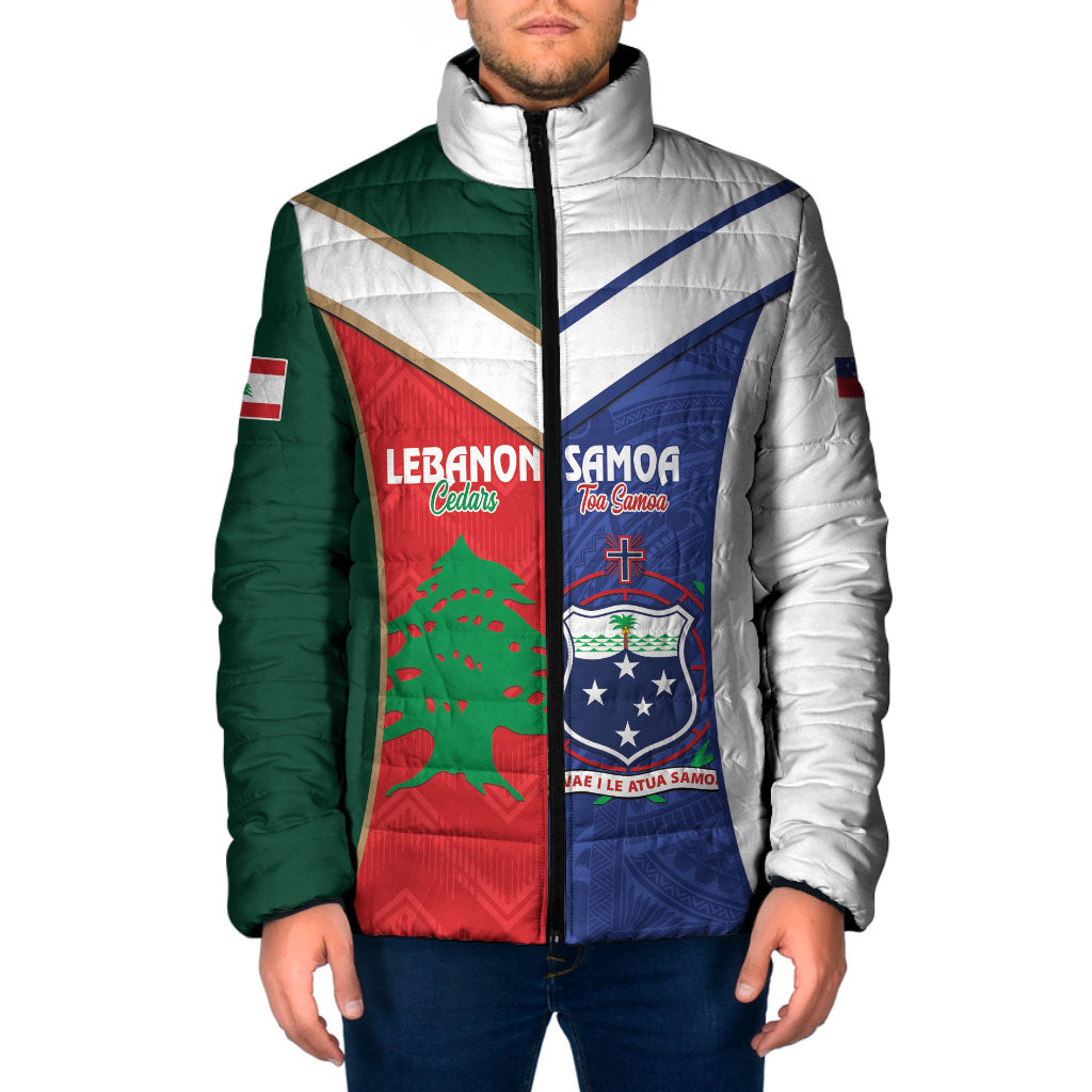 Custom Rugby Samoa and Lebanon Padded Jacket Toa Samoa Cedars Together LT14 Men Multicolor - Polynesian Pride