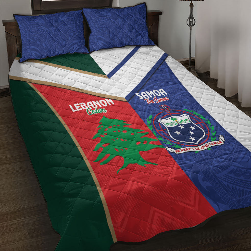 Rugby Samoa and Lebanon Quilt Bed Set Toa Samoa Cedars Together LT14 Multicolor - Polynesian Pride