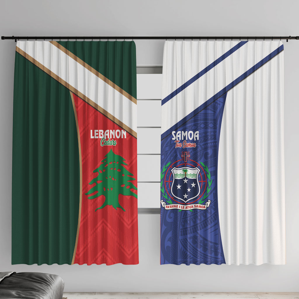 Rugby Samoa and Lebanon Window Curtain Toa Samoa Cedars Together LT14 With Hooks Multicolor - Polynesian Pride