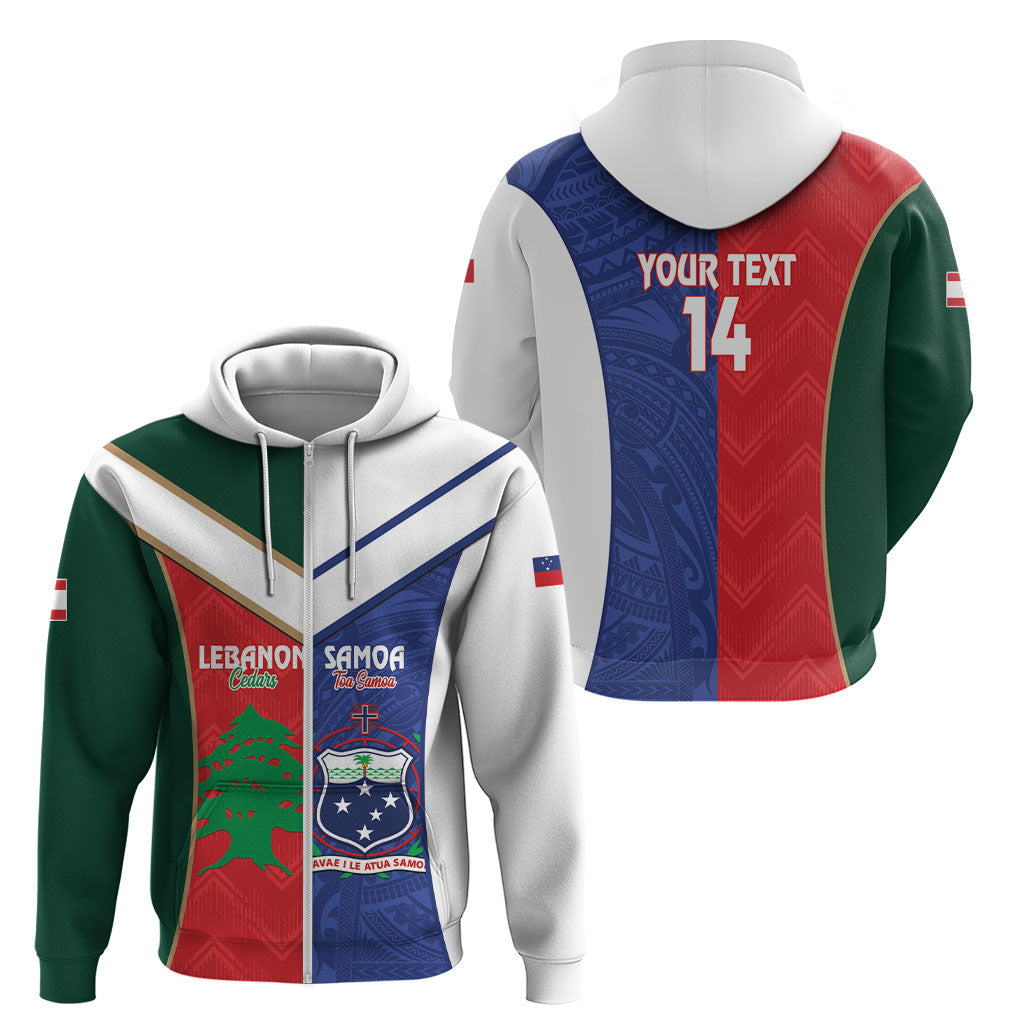 Custom Rugby Samoa and Lebanon Zip Hoodie Toa Samoa Cedars Together