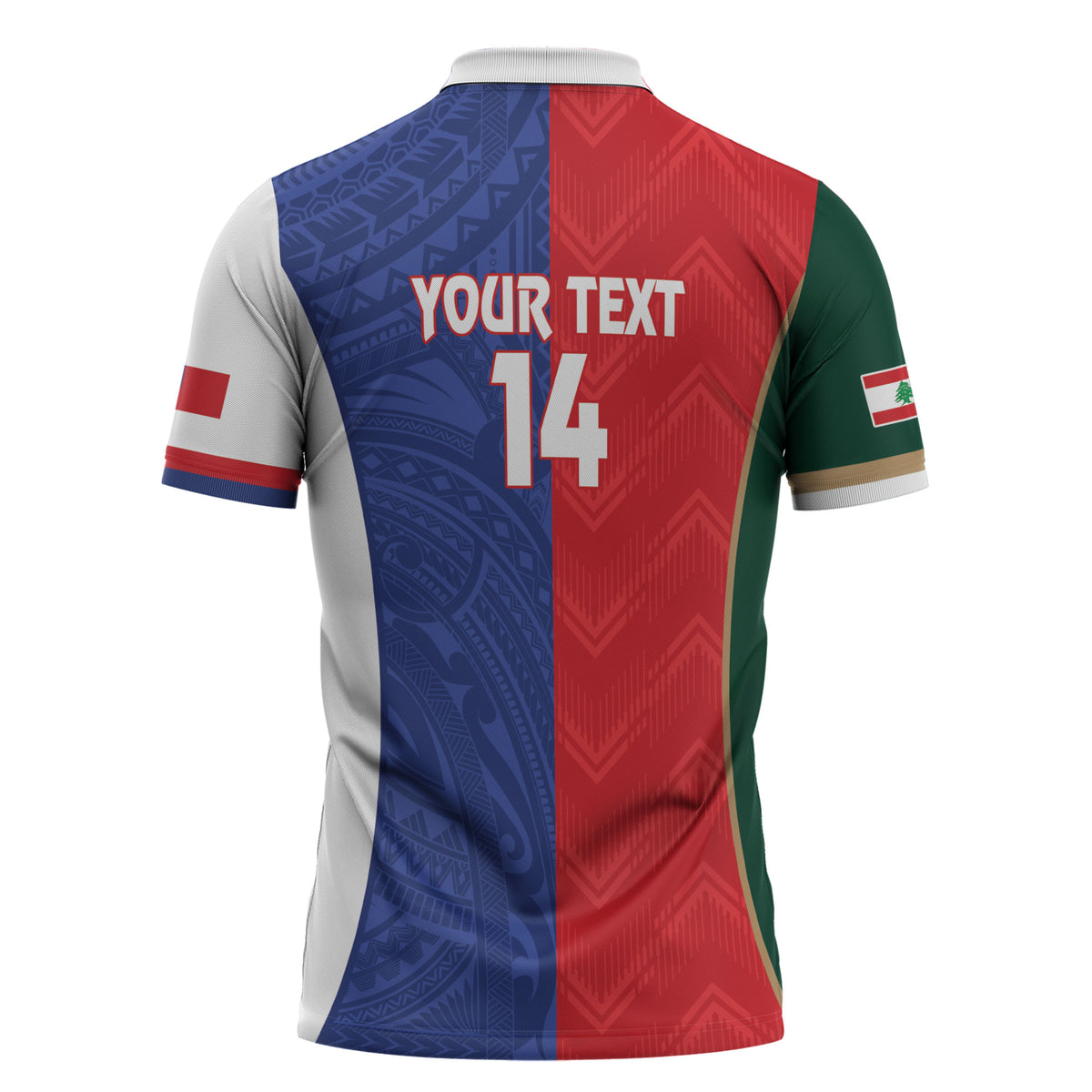 Custom Rugby Samoa and Lebanon Zipper Polo Shirt Toa Samoa Cedars Together
