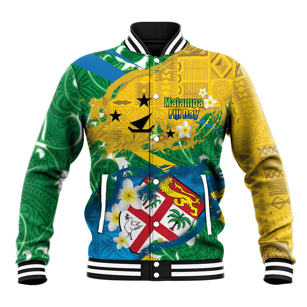 Malampa Fiji Day Baseball Jacket 10 October Together We Grow Grunge Tapa Motifs LT14 Unisex Multicolor - Polynesian Pride