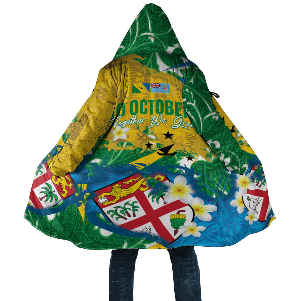 Malampa Fiji Day Cloak 10 October Together We Grow Grunge Tapa Motifs LT14 Unisex Multicolor - Polynesian Pride