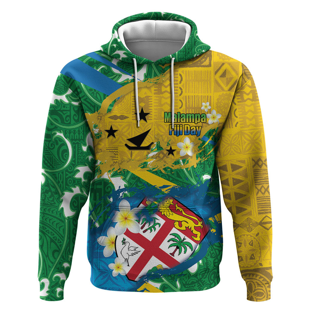 Malampa Fiji Day Hoodie 10 October Together We Grow Grunge Tapa Motifs LT14 Pullover Hoodie Multicolor - Polynesian Pride