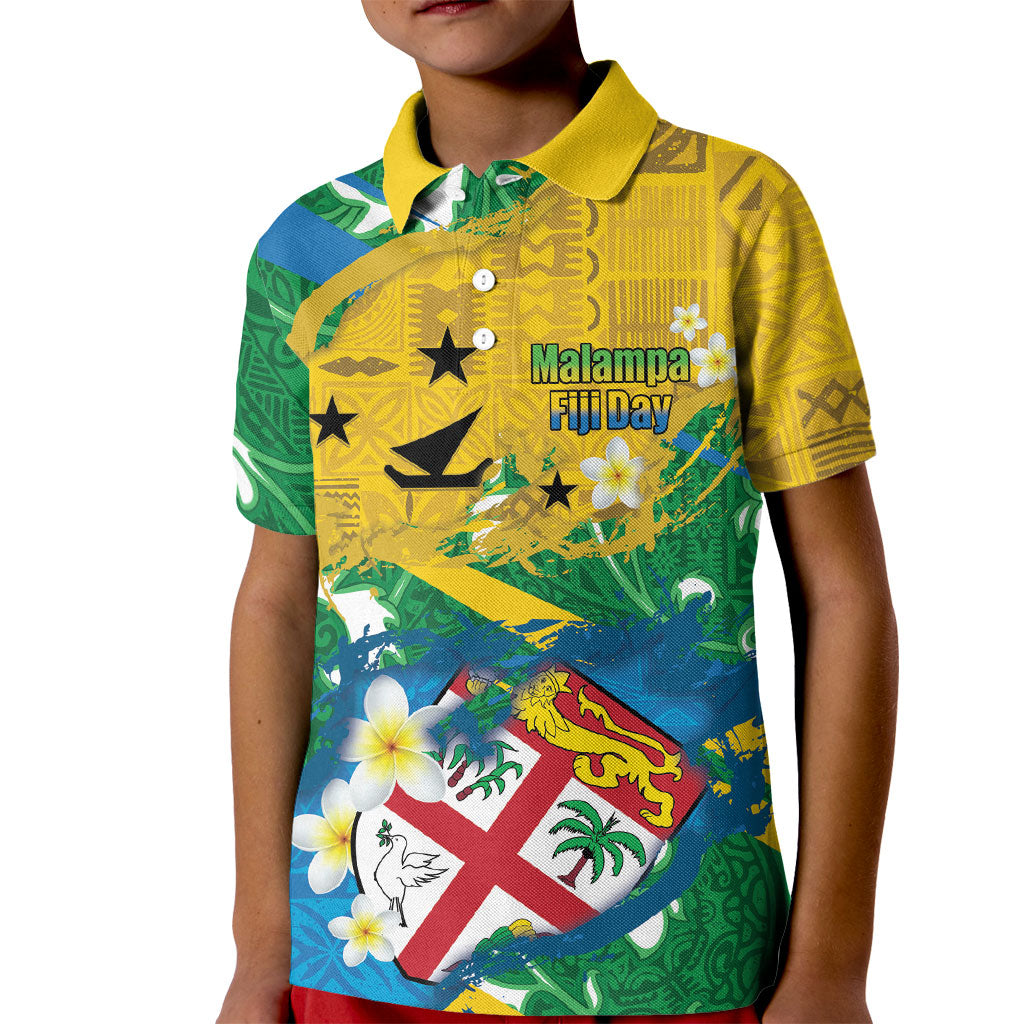 Malampa Fiji Day Kid Polo Shirt 10 October Together We Grow Grunge Tapa Motifs