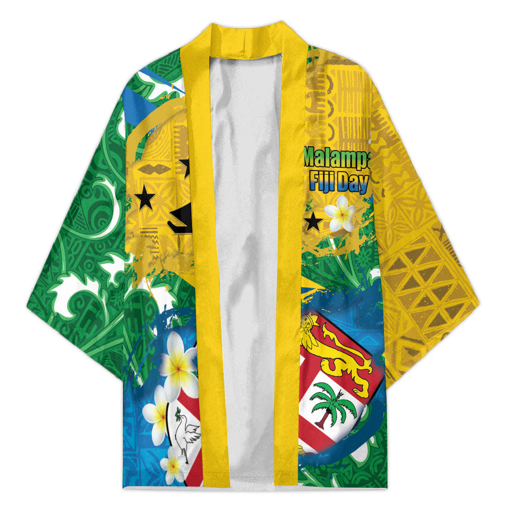 Malampa Fiji Day Kimono 10 October Together We Grow Grunge Tapa Motifs LT14 Unisex Multicolor - Polynesian Pride