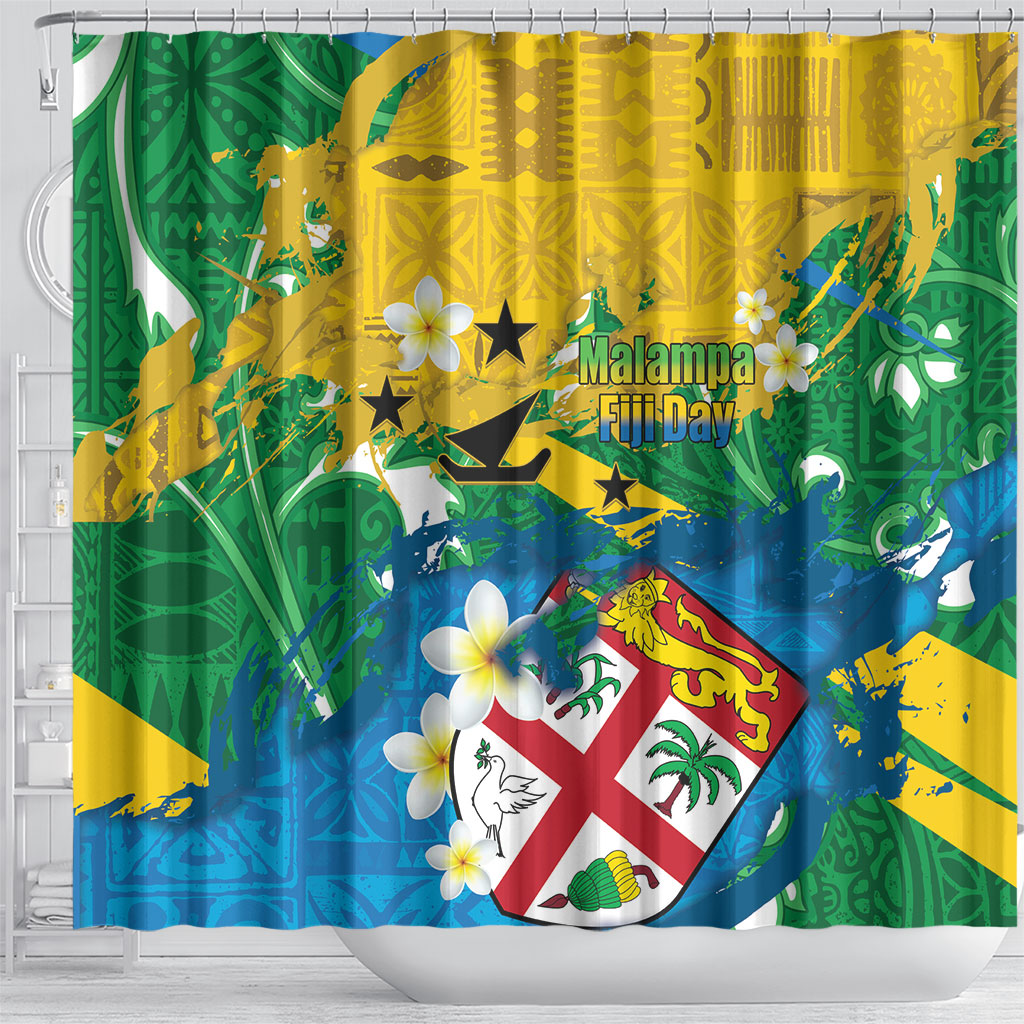 Malampa Fiji Day Shower Curtain 10 October Together We Grow Grunge Tapa Motifs