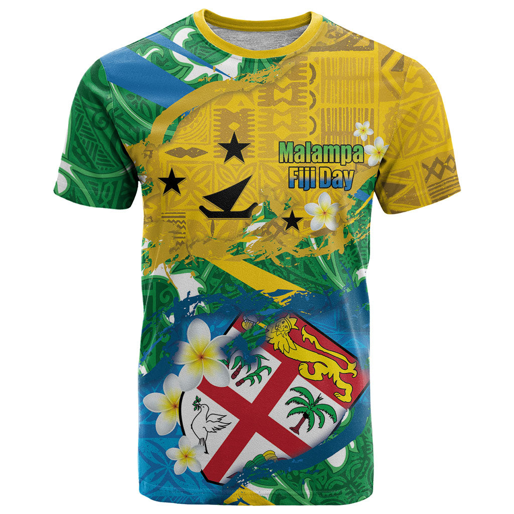 Malampa Fiji Day T Shirt 10 October Together We Grow Grunge Tapa Motifs LT14 Multicolor - Polynesian Pride