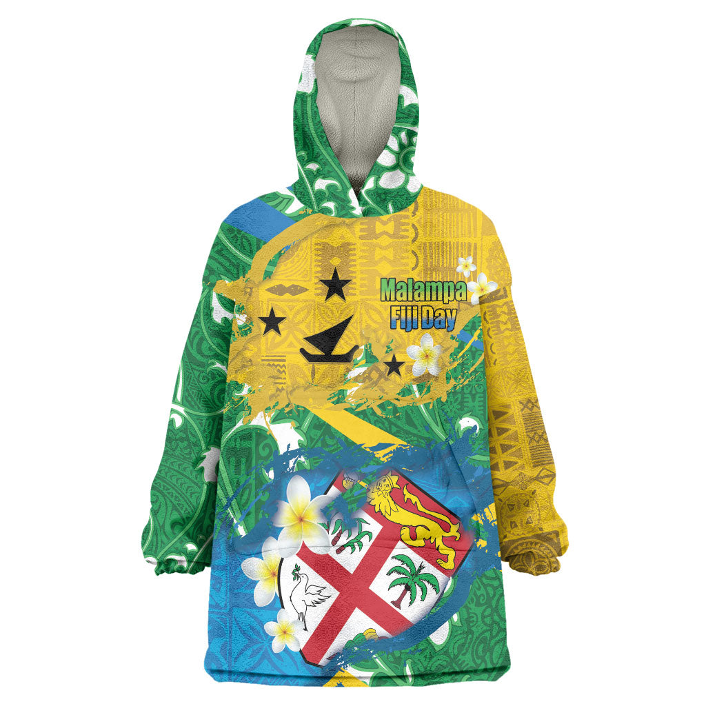 Malampa Fiji Day Wearable Blanket Hoodie 10 October Together We Grow Grunge Tapa Motifs LT14 One Size Multicolor - Polynesian Pride