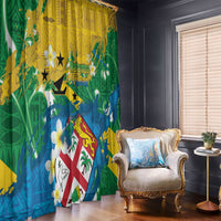 Malampa Fiji Day Window Curtain 10 October Together We Grow Grunge Tapa Motifs