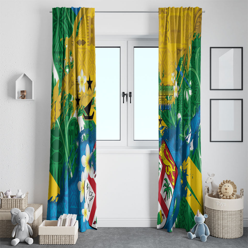 Malampa Fiji Day Window Curtain 10 October Together We Grow Grunge Tapa Motifs