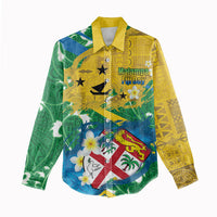 Malampa Fiji Day Women Casual Shirt 10 October Together We Grow Grunge Tapa Motifs