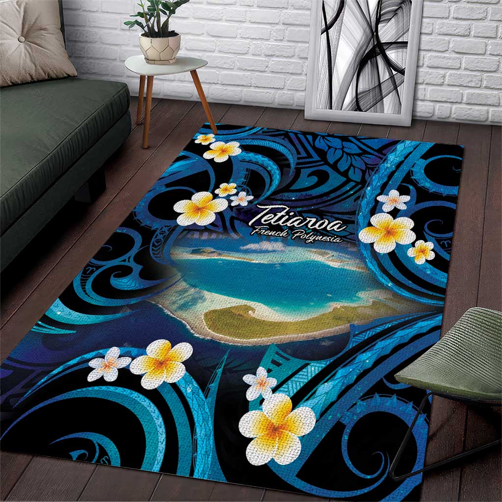 French Polynesia Tetiaroa Atoll Area Rug Polynesian Curves Style