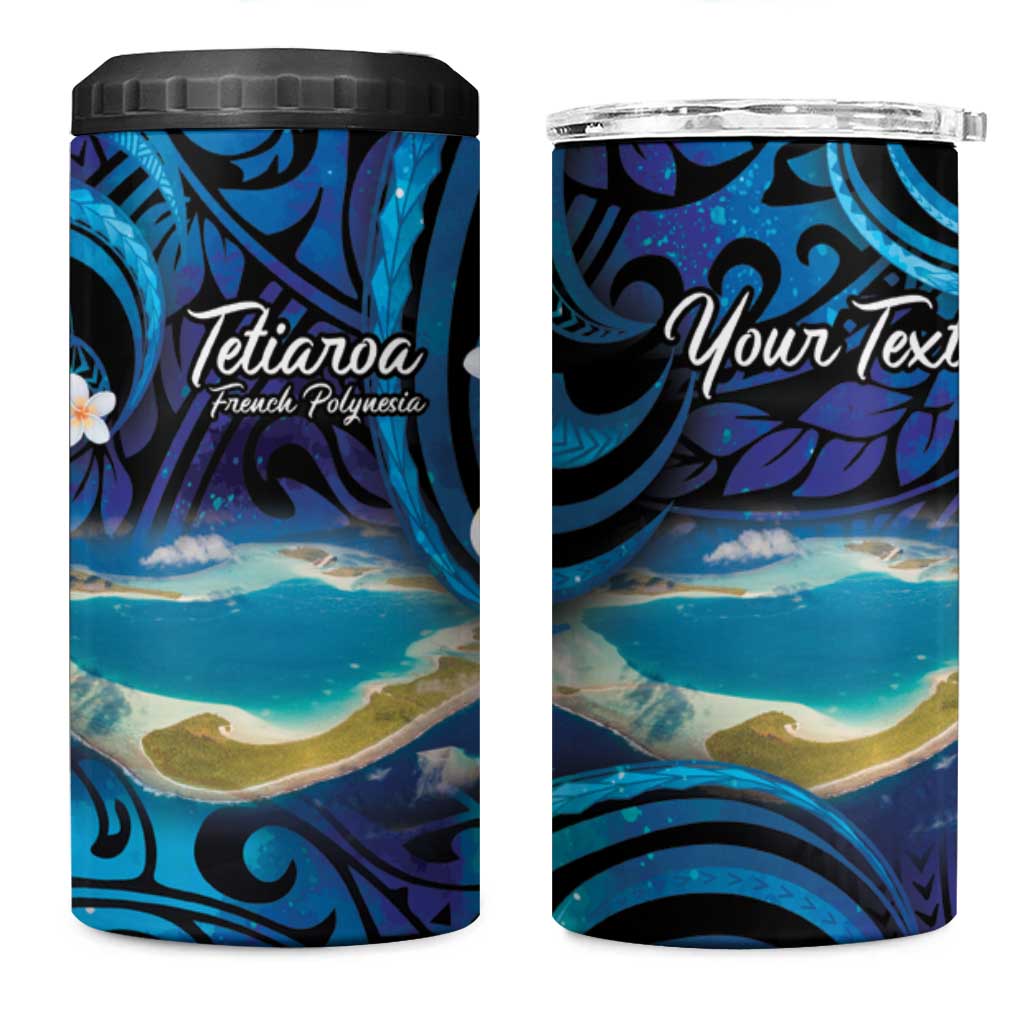 Personalised French Polynesia Tetiaroa Atoll 4 in 1 Can Cooler Tumbler Polynesian Curves Style