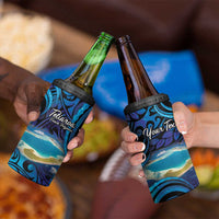 Personalised French Polynesia Tetiaroa Atoll 4 in 1 Can Cooler Tumbler Polynesian Curves Style