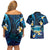 French Polynesia Tetiaroa Atoll Couples Matching Off Shoulder Short Dress and Hawaiian Shirt Polynesian Curves Style