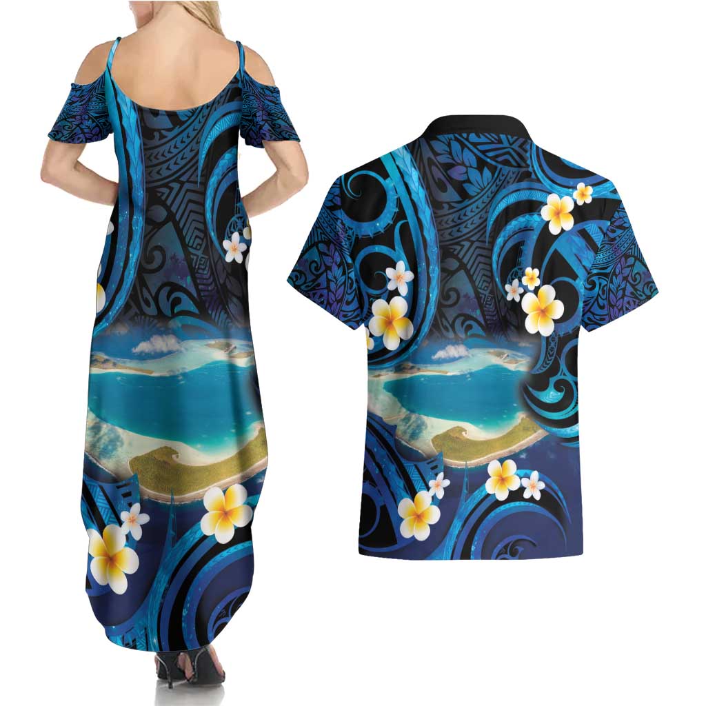 French Polynesia Tetiaroa Atoll Couples Matching Summer Maxi Dress and Hawaiian Shirt Polynesian Curves Style LT14 - Polynesian Pride