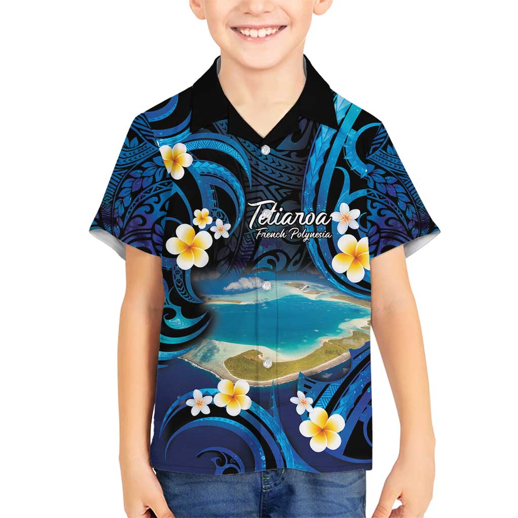 French Polynesia Tetiaroa Atoll Family Matching Puletasi and Hawaiian Shirt Polynesian Curves Style LT14 Son's Shirt Blue - Polynesian Pride