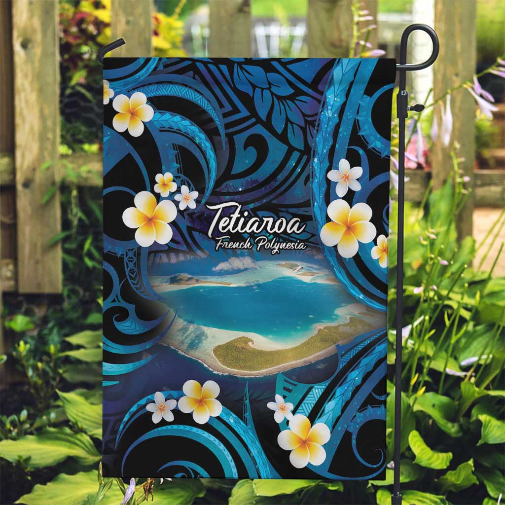 French Polynesia Tetiaroa Atoll Garden Flag Polynesian Curves Style LT14 Garden Flag Blue - Polynesian Pride