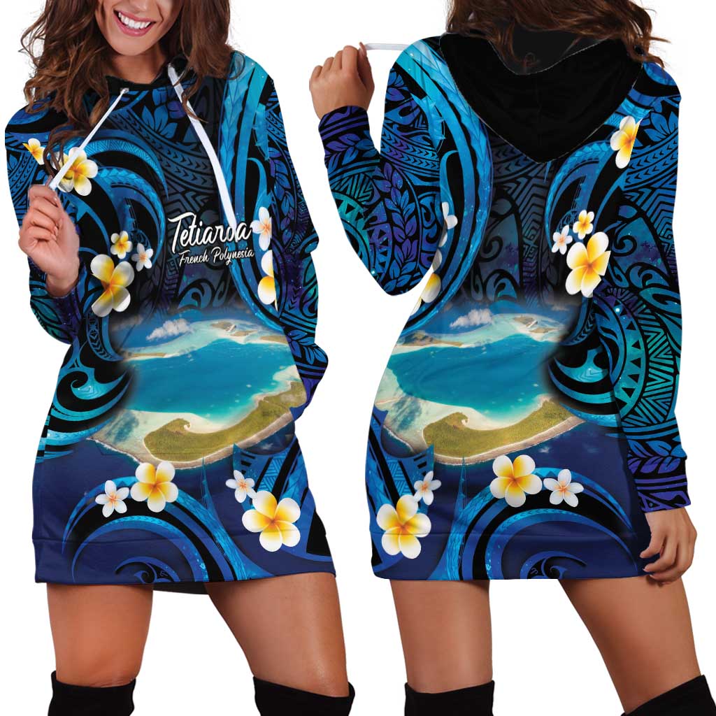 French Polynesia Tetiaroa Atoll Hoodie Dress Polynesian Curves Style LT14 - Polynesian Pride