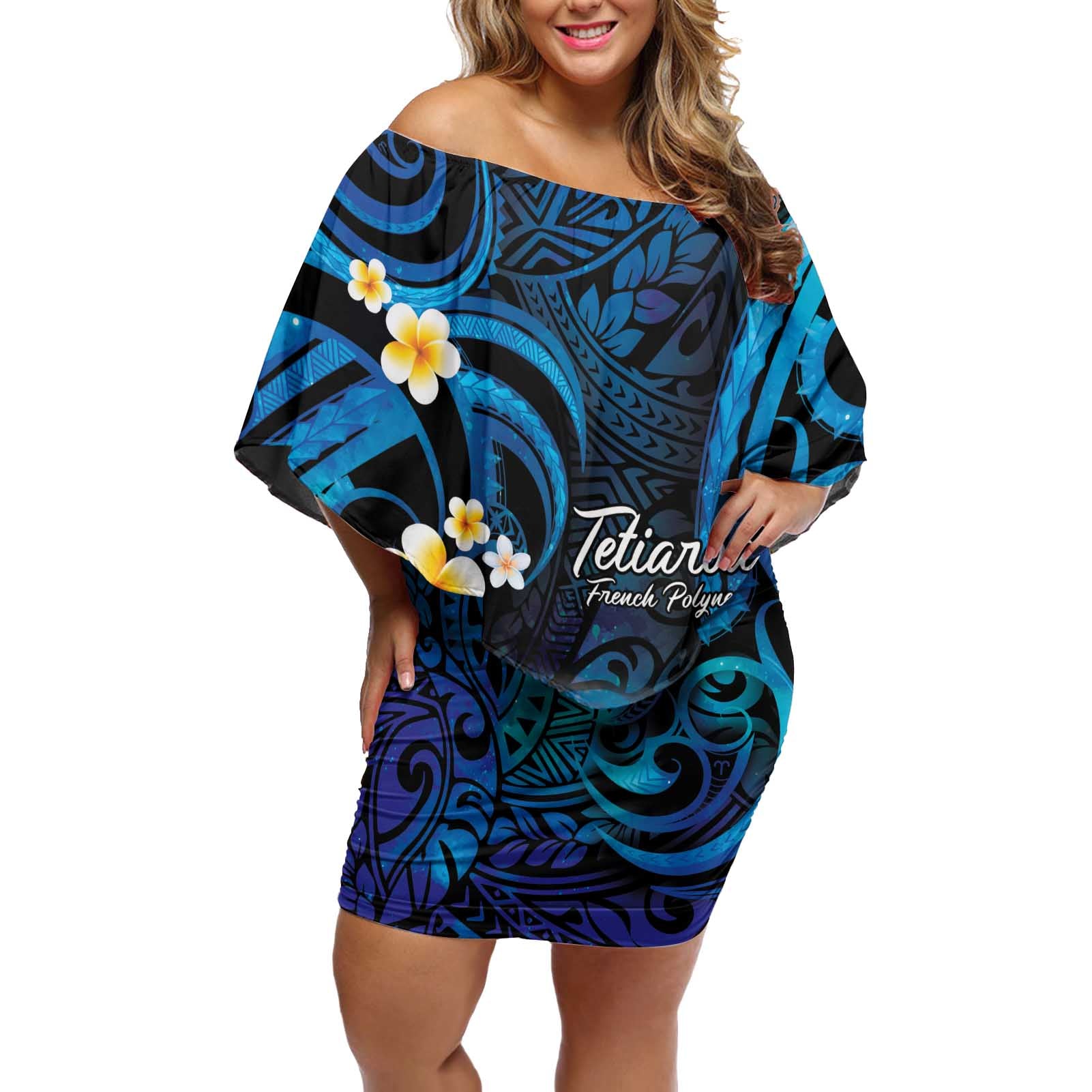 French Polynesia Tetiaroa Atoll Off Shoulder Short Dress Polynesian Curves Style