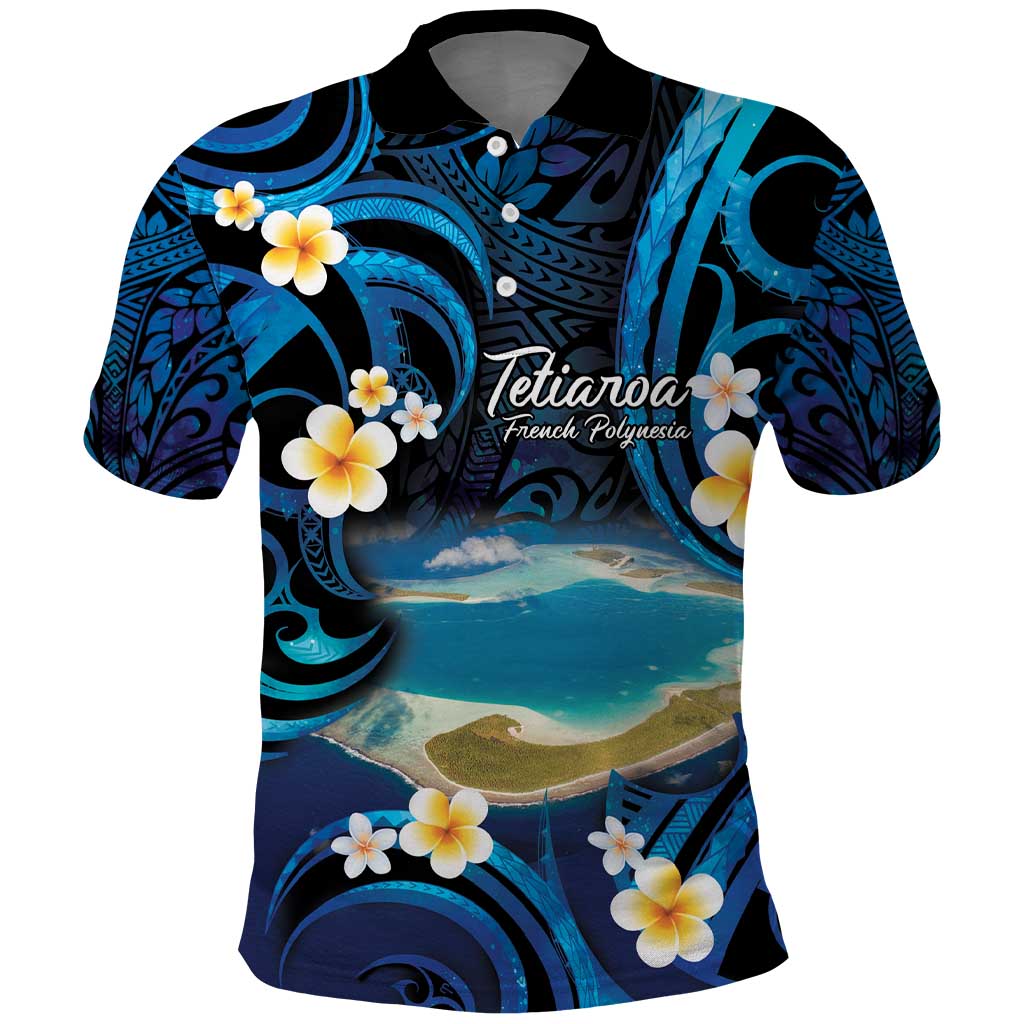 French Polynesia Tetiaroa Atoll Polo Shirt Polynesian Curves Style