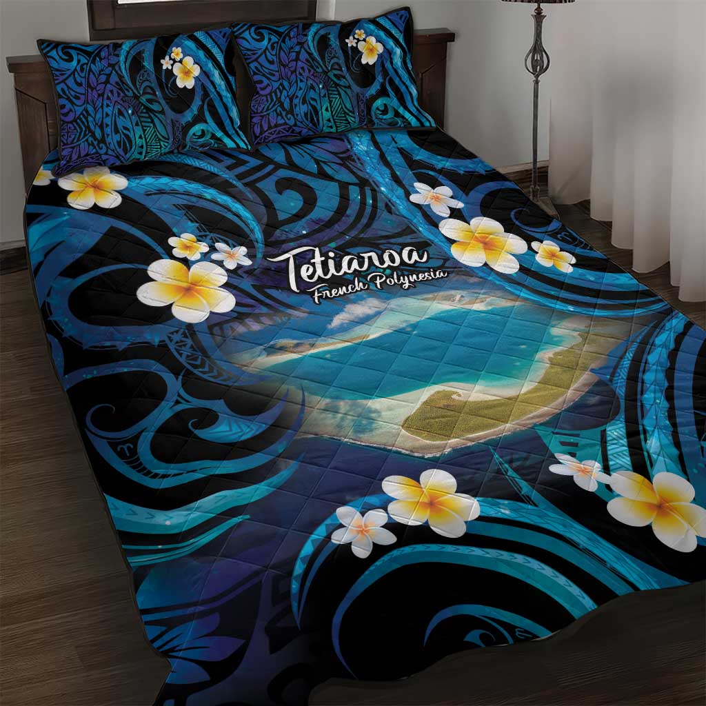 French Polynesia Tetiaroa Atoll Quilt Bed Set Polynesian Curves Style