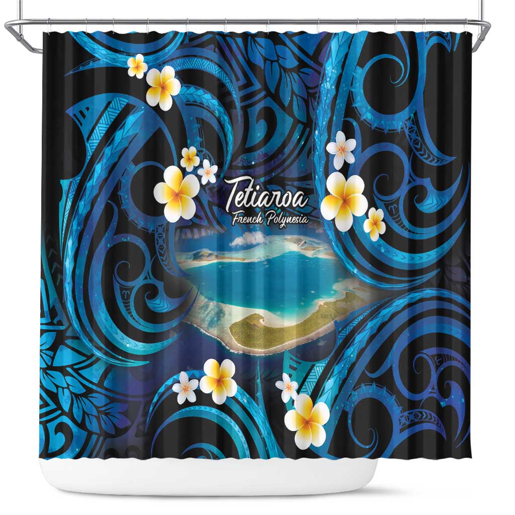 French Polynesia Tetiaroa Atoll Shower Curtain Polynesian Curves Style