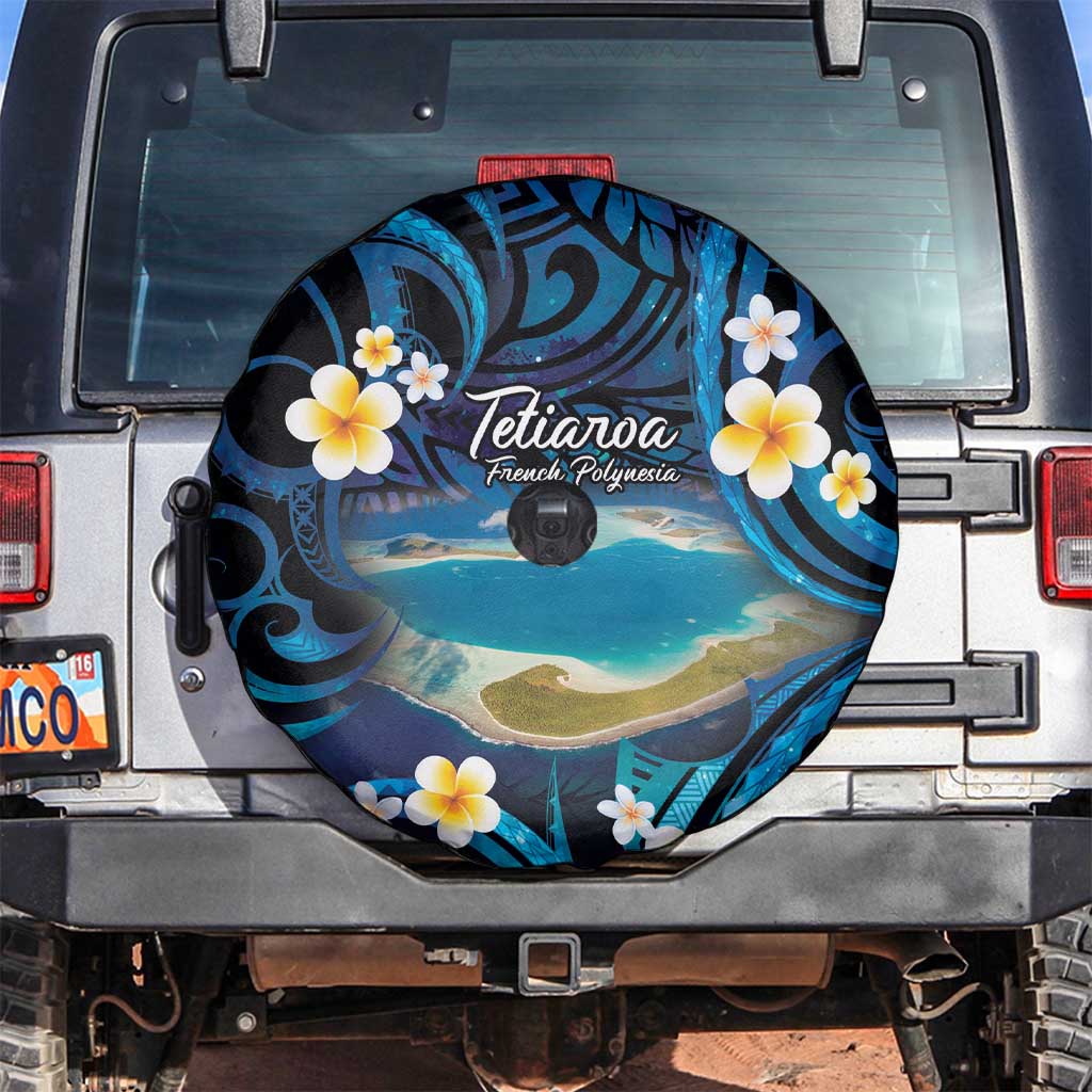 French Polynesia Tetiaroa Atoll Spare Tire Cover Polynesian Curves Style LT14 Blue - Polynesian Pride