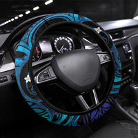 French Polynesia Tetiaroa Atoll Steering Wheel Cover Polynesian Curves Style LT14 Universal Fit Blue - Polynesian Pride